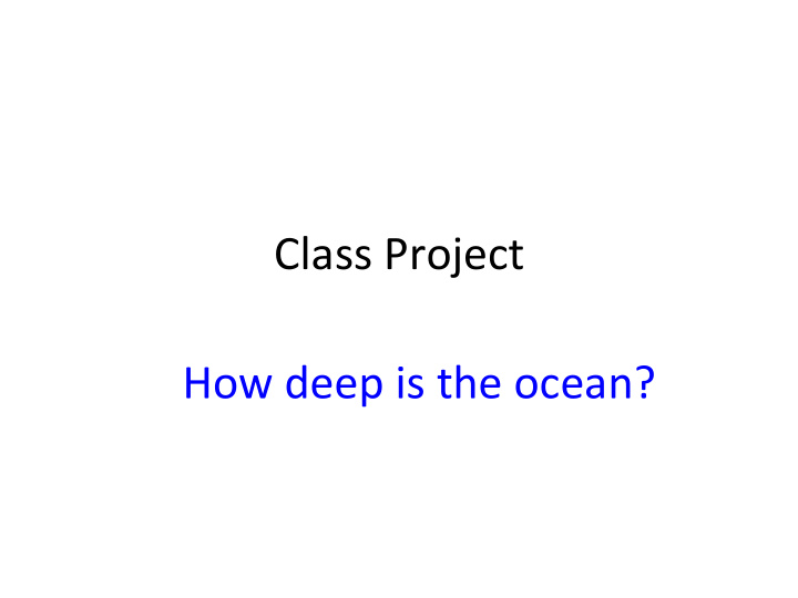 class project how deep is the ocean tsunami of december