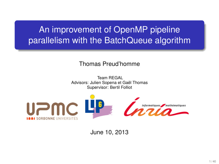 an improvement of openmp pipeline parallelism with the