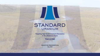 TSXV:STND  IN  INVESTOR PRESENTATIO  ION  Ma  May 2020  Legal Disclaimer  All statements, other