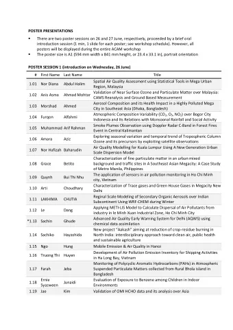 POSTER PRESENTATIONS   There are two poster sessions on 26 and 27 June, respectively, proceeded