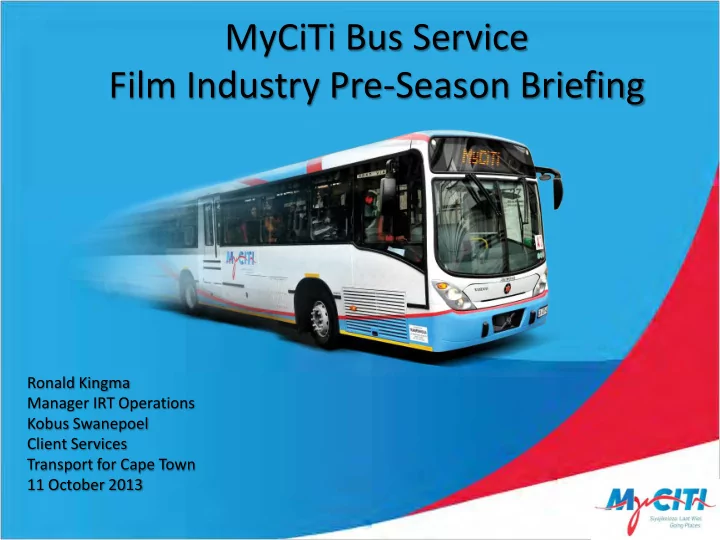 myciti bus service film industry pre season briefing