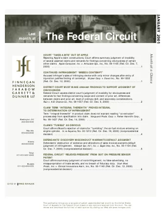 The Federal Circuit  month at  COURT TAKES A BITE OUT OF APPLE  Rejecting Apples claim