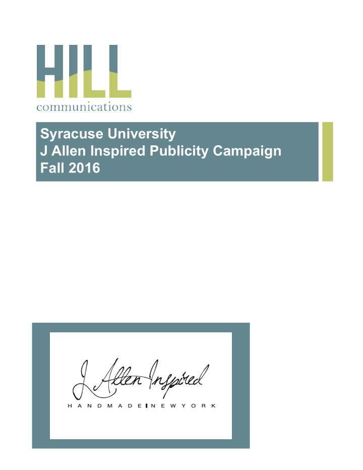 syracuse university j allen inspired publicity campaign