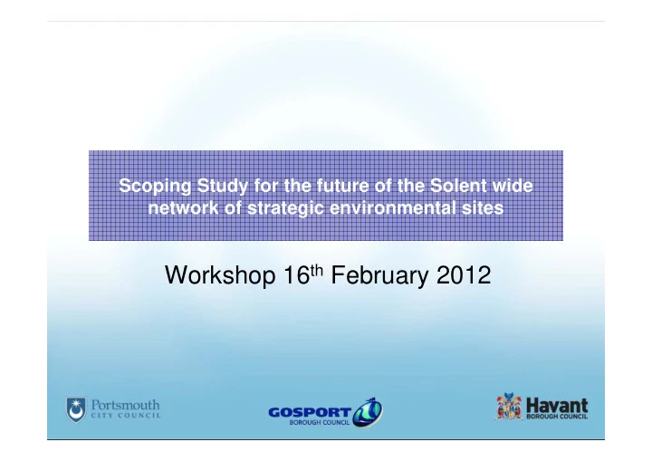 workshop 16 th february 2012