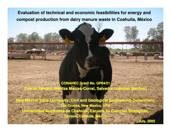 evaluation of technical and economic feasibilities for
