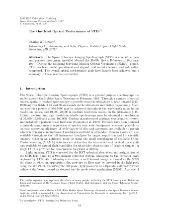 19  STIS On-Orbit Optical Performance  21 optics mounted on the MSM may be rotated into the
