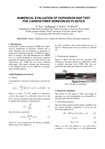 Jig 2 Split Hopkinson bar test [1]  2.1 Theory  A time history of strain of a specimen is given by