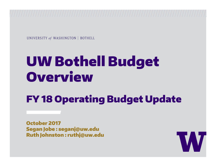 uw bothell budget overview