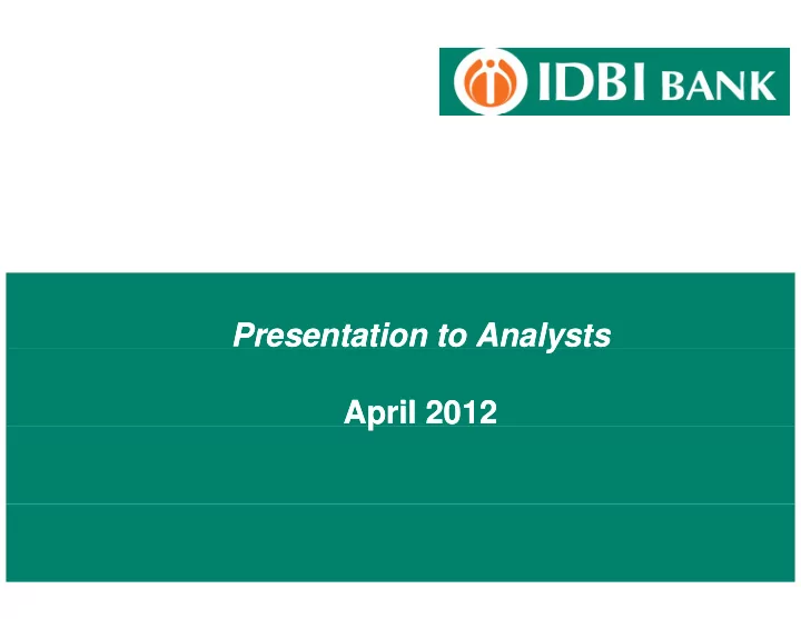 presentation to analysts presentation to analysts y april