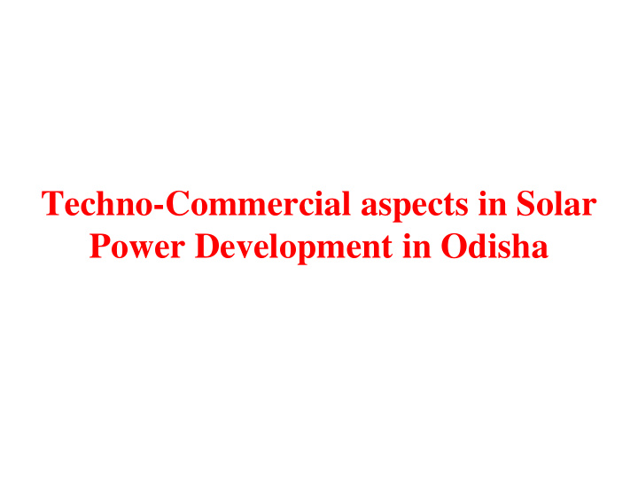 techno commercial aspects in solar power development in