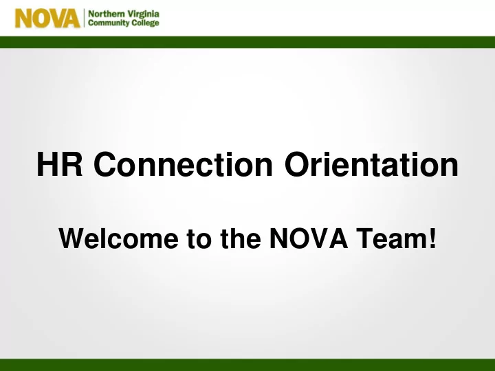 hr connection orientation