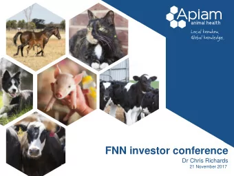 FNN investor conference  Dr Chris Richards 21 November 2017  Disclaimer DISCLAIMER The information
