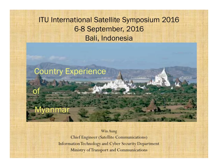 country experience of myanmar
