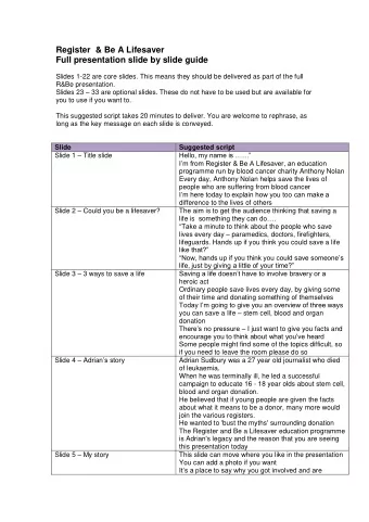 Register  &amp; Be A Lifesaver  Full presentation slide by slide guide  Slides 1-22 are core
