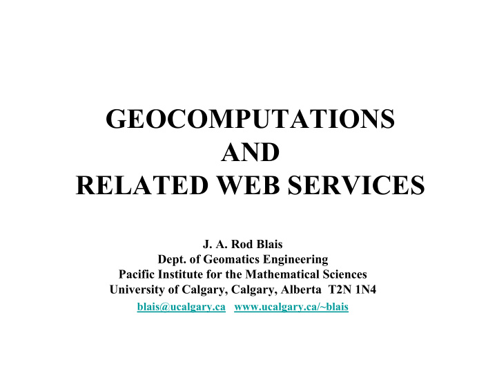 geocomputations and related web services