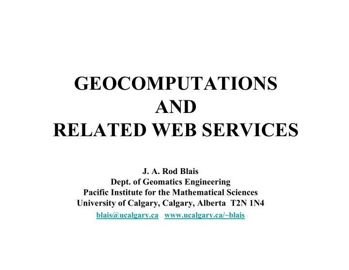 geocomputations and related web services