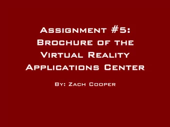 Assignment #5:  Assignment #5:  Brochure of the  Brochure of the  Virtual Reality  Virtual Reality