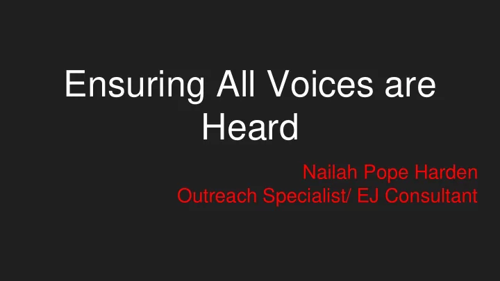 ensuring all voices are heard