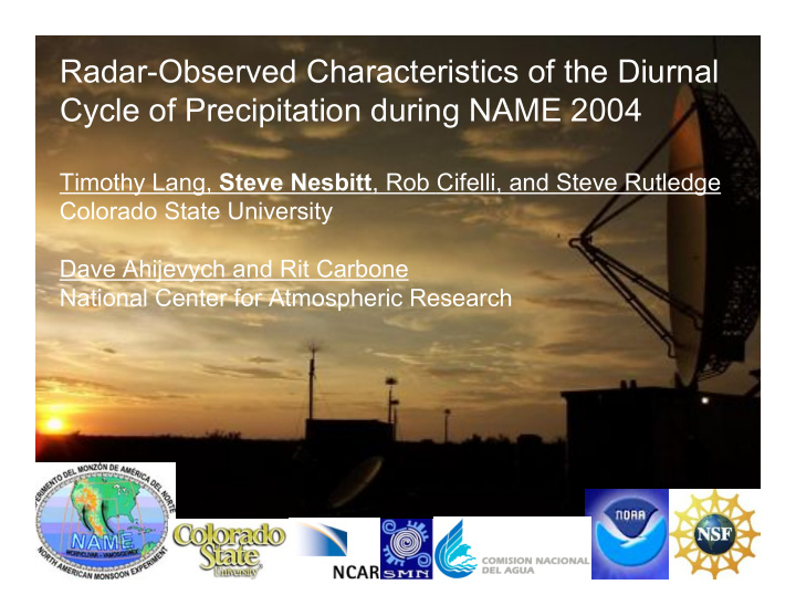 radar observed characteristics of the diurnal cycle of