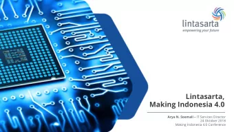 Lintasarta,  Making Indonesia 4.0 Arya N. Soemali  IT Services Director  24 Oktober 2018  Making