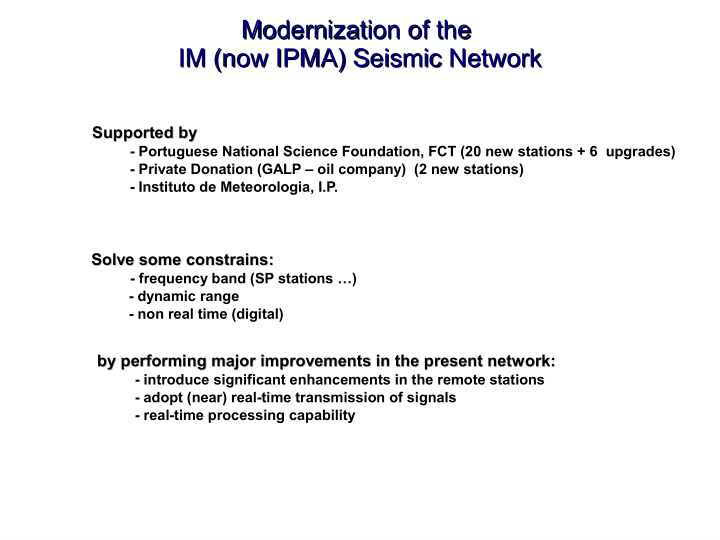 modernization of the modernization of the im now ipma