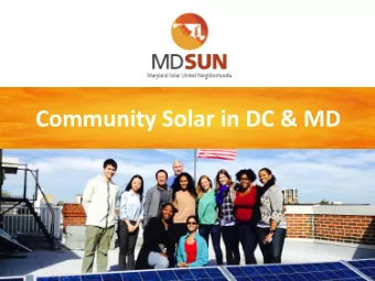 Community Solar in DC &amp; MD  Who we are  We are a network of  people taking  control of our