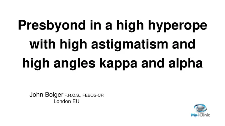 high angles kappa and alpha