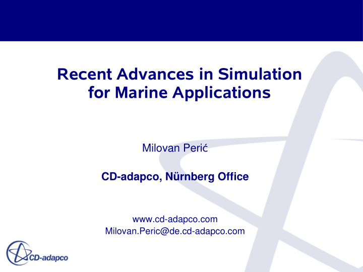 recent advances in simulation for marine applications