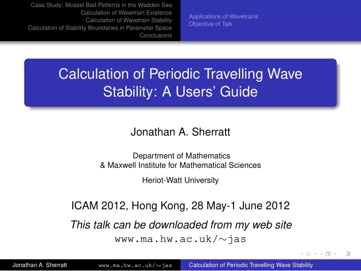 calculation of periodic travelling wave stability a users