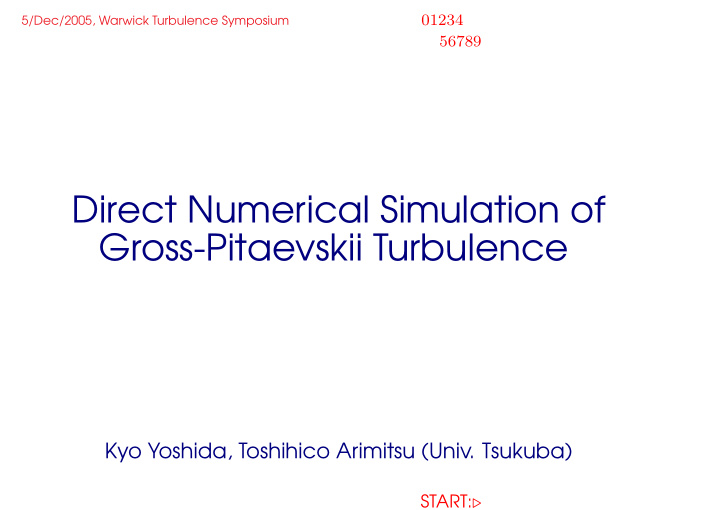 direct numerical simulation of gross pitaevskii turbulence