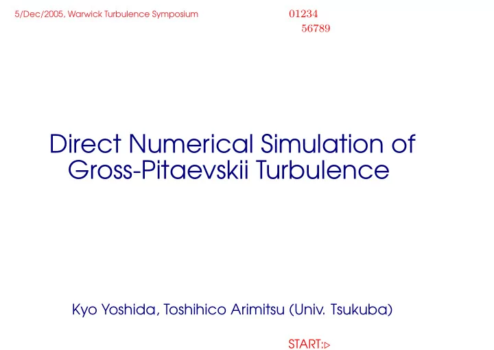 direct numerical simulation of gross pitaevskii turbulence