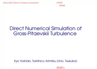 Direct Numerical Simulation of  Gross-Pitaevskii Turbulence  Kyo Yoshida, Toshihico Arimitsu (Univ.