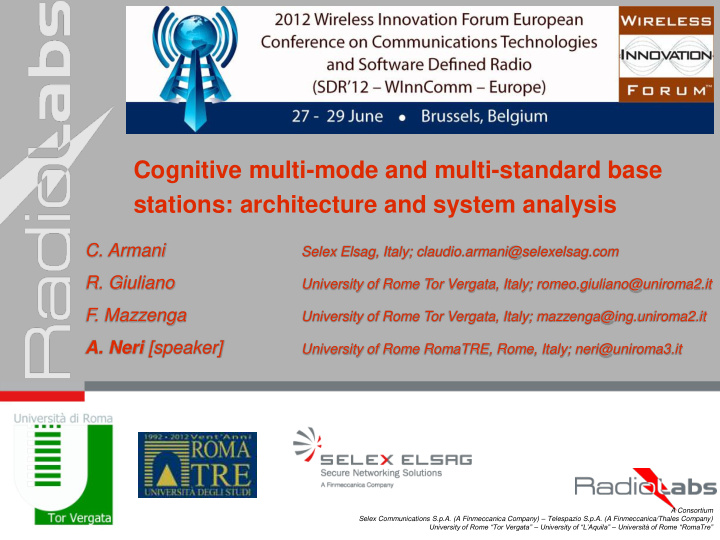 cognitive multi mode and multi standard base