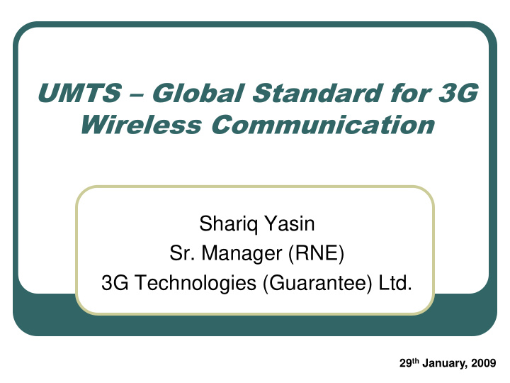 umts global standard for 3g