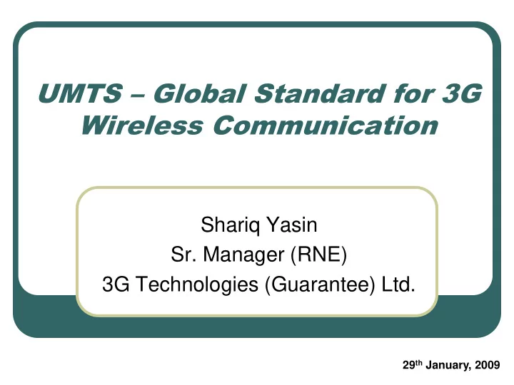 umts global standard for 3g