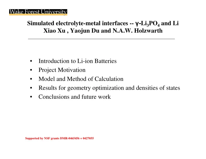 simulated electrolyte metal interfaces li 3 po 4 and li