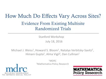 How Much Do Effects Vary Across Sites?  Evidence From Existing Multisite  Randomized Trials