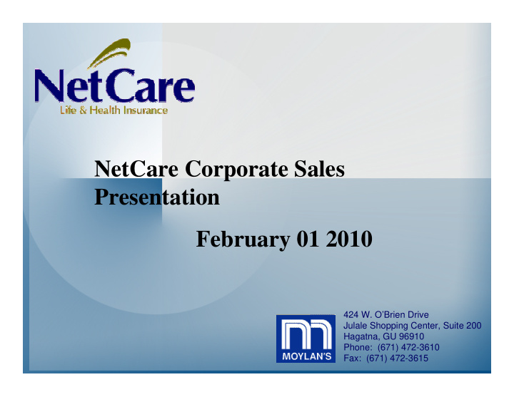 netcare corporate sales presentation february 01 2010
