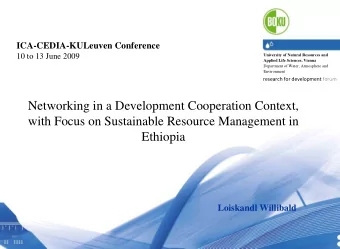 Networking in a Development Cooperation Context,  with Focus on Sustainable Resource Management in