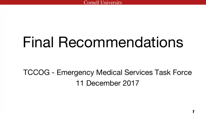 final recommendations