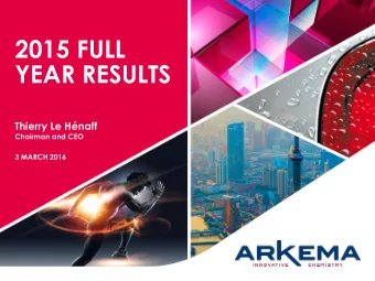 2015 FULL  YEAR RESULTS  Thierry Le Hnaff  Chairman and CEO  3 MARCH 2016  10-YEAR SUCCESSFUL