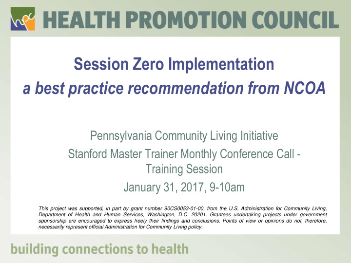a best practice recommendation from ncoa