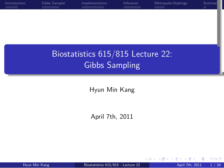 gibbs sampling biostatistics 615 815 lecture 22