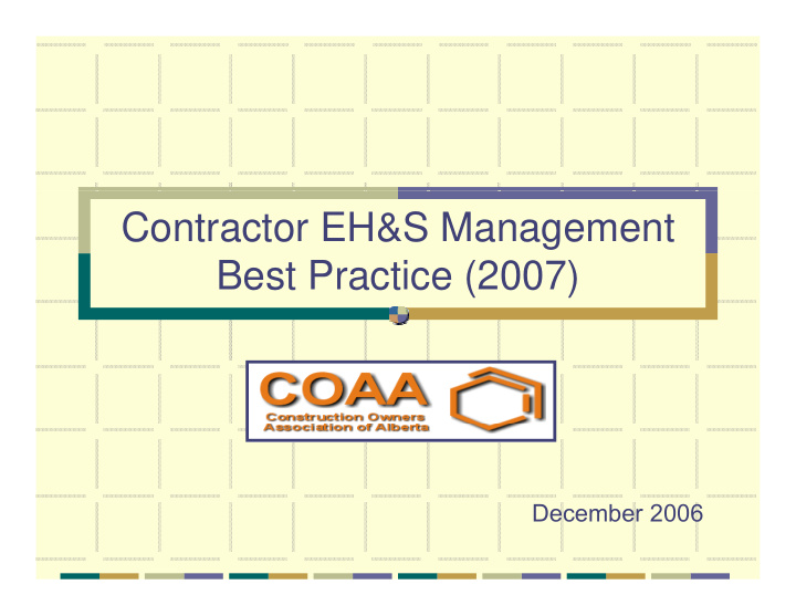 contractor eh s management best practice 2007 best