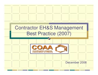 Contractor EH&amp;S Management  Best Practice (2007)  Best Practice (2007)  December 2006