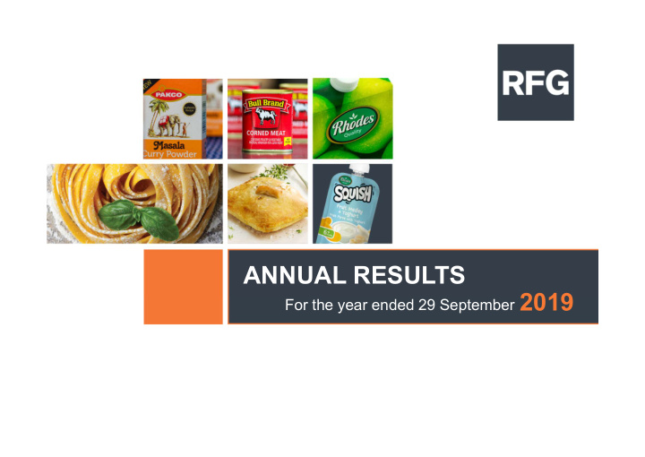 annual results for the year ended 29 september 2019