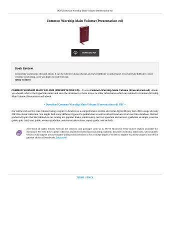 Common Worship Main Volume (Presentation ed)  Common Worship Main Volume (Presentation ed)  Book
