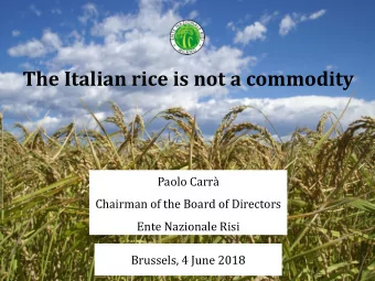 The Italian rice is not a commodity  Paolo Carr  Chairman of the Board of Directors  Ente