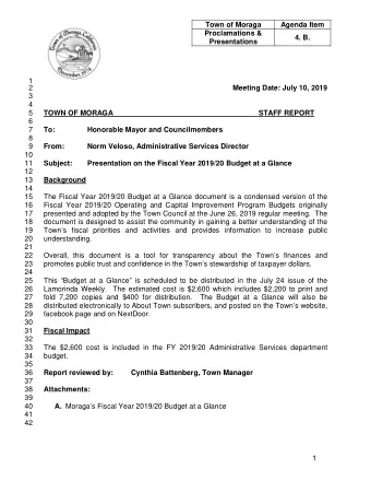 Town of Moraga  Agenda Item  Proclamations &amp;  4. B.  Presentations  1  2  Meeting Date: July