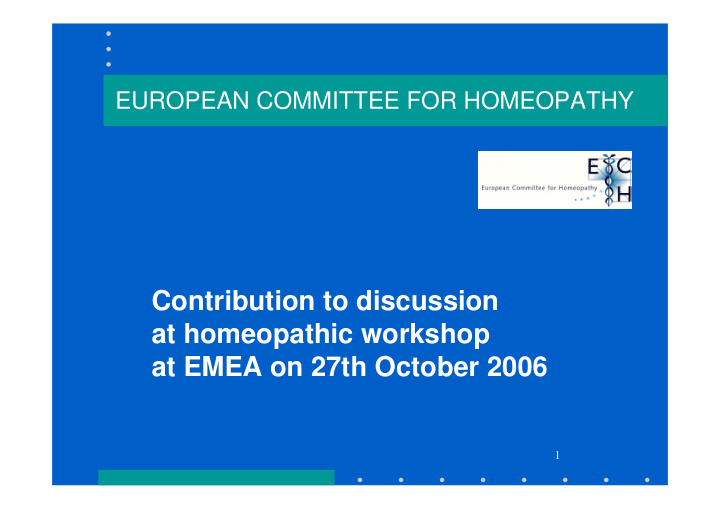 contribution to discussion at homeopathic workshop at